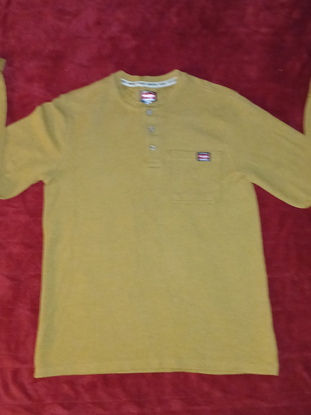 Wrangler Men's Long-Sleeve Henley in Mustard